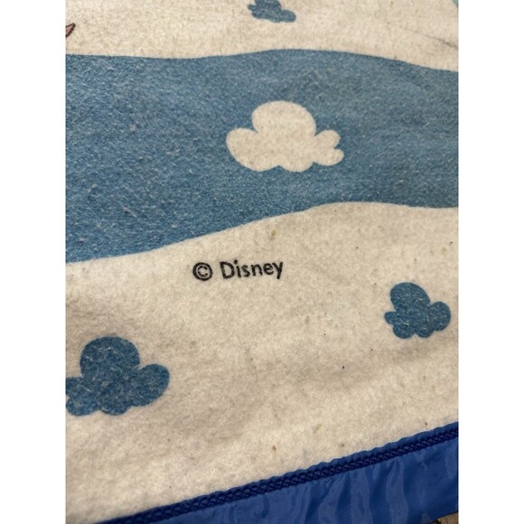 Vtg Disney Winnie The Pooh Piglet Blanket Clouds 93” X 70” Blue Binding Twin Bed - Picture 10 of 13
